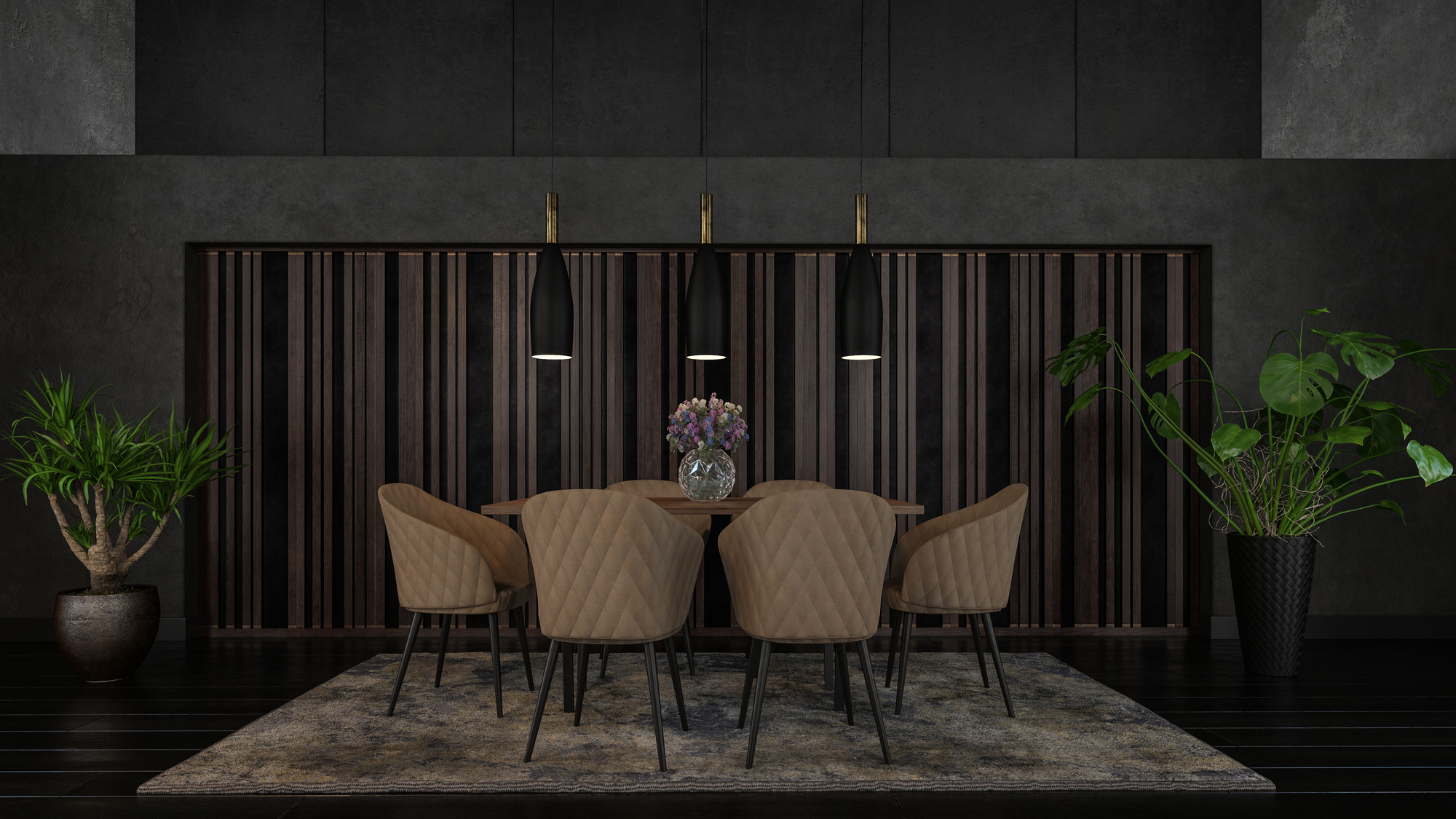 Luxury Dining Room Interior in Dark Design